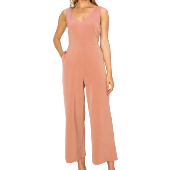 MELLODAY Pants Jumpsuits Melloday Marsala Vneck Open Back